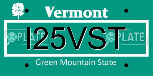 I25VST Vermont License Plate