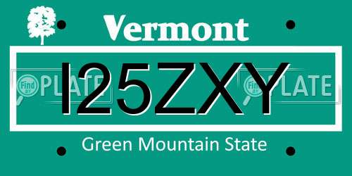I25ZXY Vermont License Plate