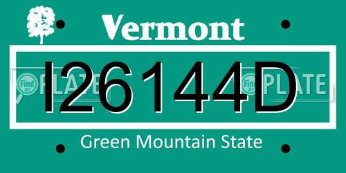 I26144D Vermont License Plate