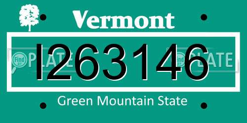 I263146 Vermont License Plate
