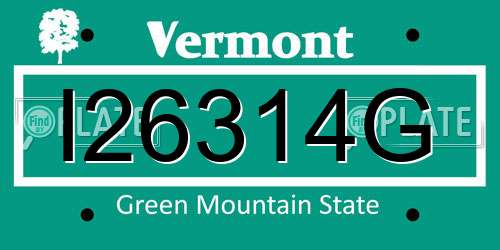 I26314G Vermont License Plate