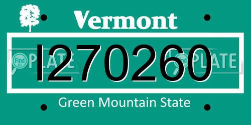 I270260 Vermont License Plate