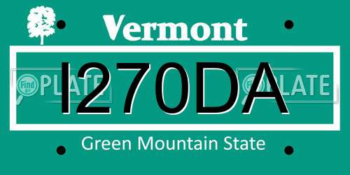 I270DA Vermont License Plate