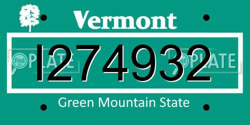 I274932 Vermont License Plate
