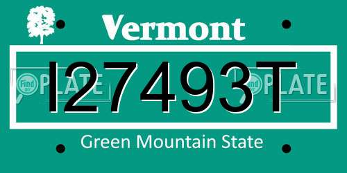I27493T Vermont License Plate