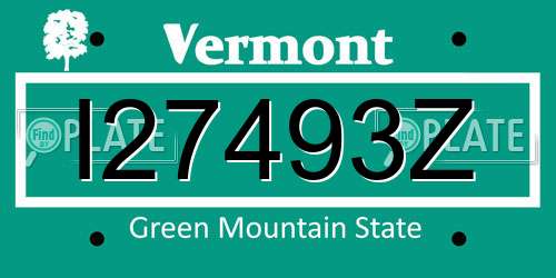 I27493Z Vermont License Plate