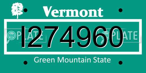 I274960 Vermont License Plate