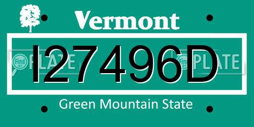 I27496D Vermont License Plate