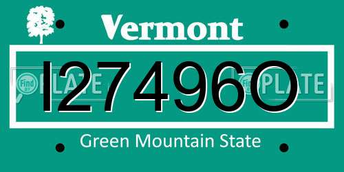 I27496O Vermont License Plate