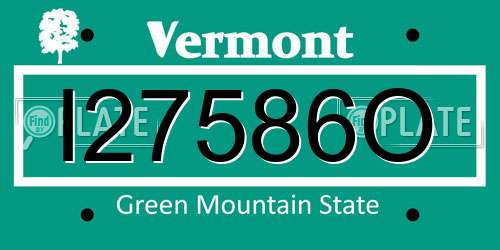 I27586O Vermont License Plate