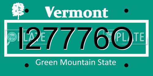 I27776O Vermont License Plate