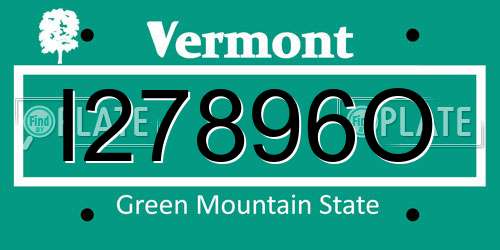 I27896O Vermont License Plate