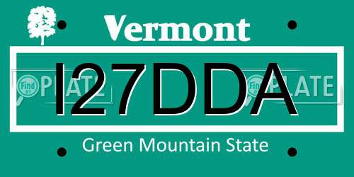 I27DDA Vermont License Plate