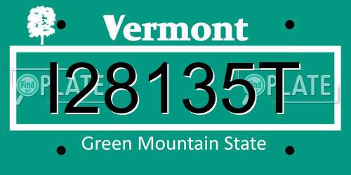 I28135T Vermont License Plate