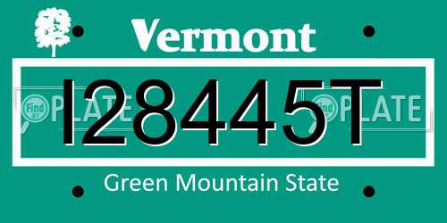 I28445T Vermont License Plate