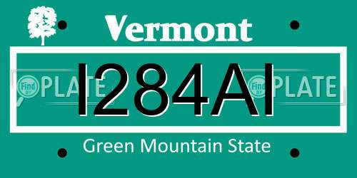 I284AI Vermont License Plate