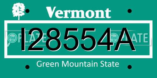 I28554A Vermont License Plate