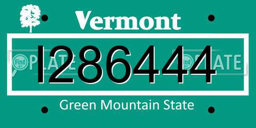 I286444 Vermont License Plate