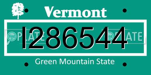 I286544 Vermont License Plate