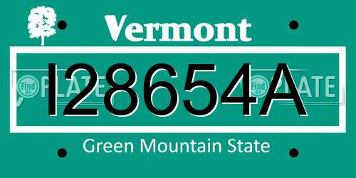 I28654A Vermont License Plate