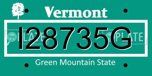 I28735G Vermont License Plate