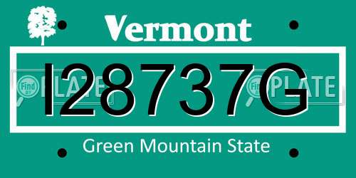 I28737G Vermont License Plate
