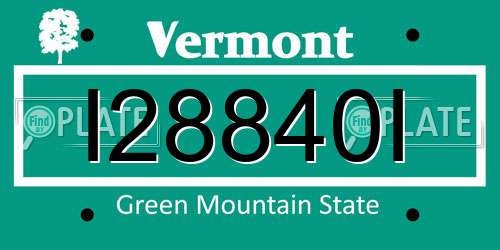 I28840I Vermont License Plate