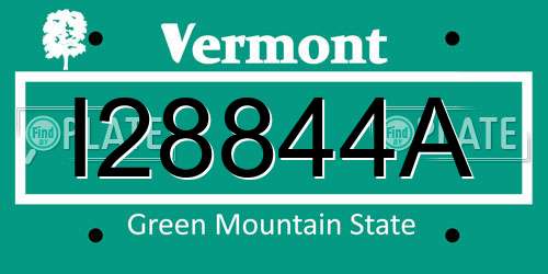 I28844A Vermont License Plate
