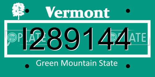 I289144 Vermont License Plate