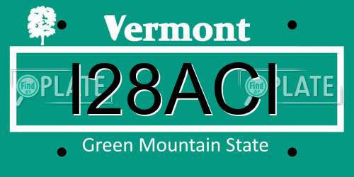 I28ACI Vermont License Plate