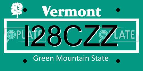 I28CZZ Vermont License Plate