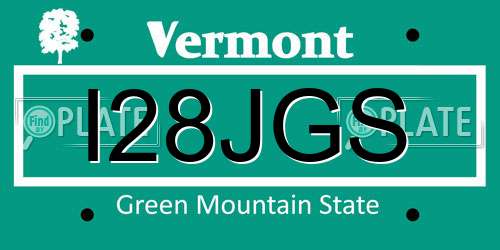 I28JGS Vermont License Plate