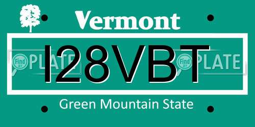 I28VBT Vermont License Plate