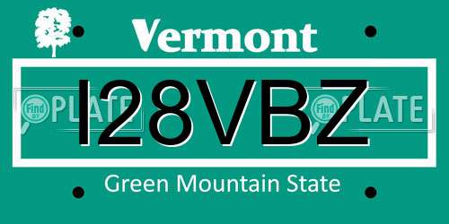 I28VBZ Vermont License Plate