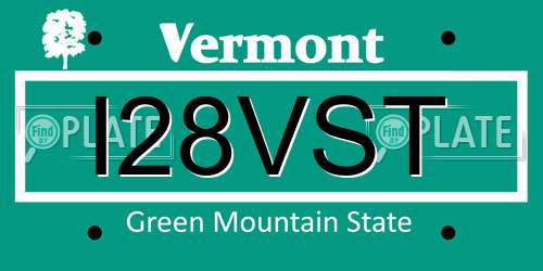 I28VST Vermont License Plate