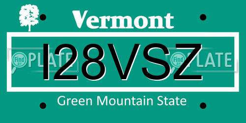 I28VSZ Vermont License Plate