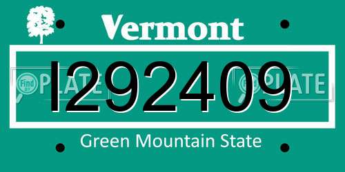 I292409 Vermont License Plate
