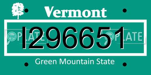 I296651 Vermont License Plate