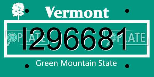 I296681 Vermont License Plate