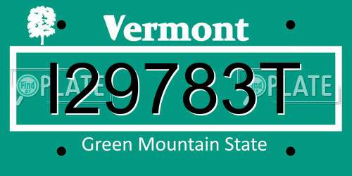 I29783T Vermont License Plate