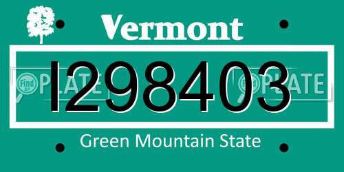 I298403 Vermont License Plate