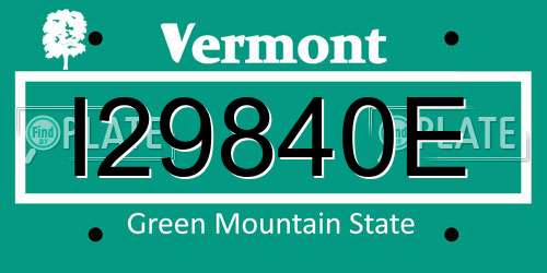 I29840E Vermont License Plate