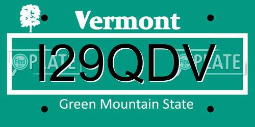 I29QDV Vermont License Plate