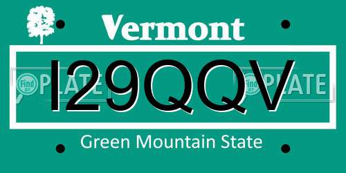 I29QQV Vermont License Plate
