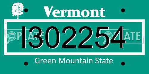 I302254 Vermont License Plate