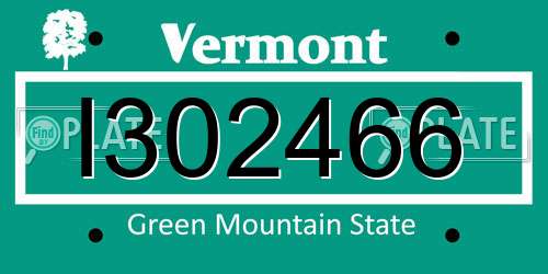 I302466 Vermont License Plate