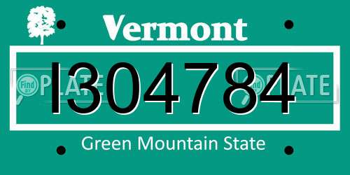 I304784 Vermont License Plate