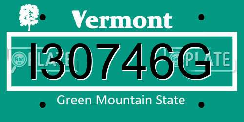 I30746G Vermont License Plate