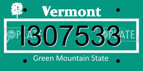 I307533 Vermont License Plate