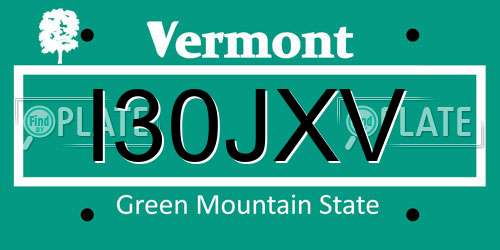 I30JXV Vermont License Plate